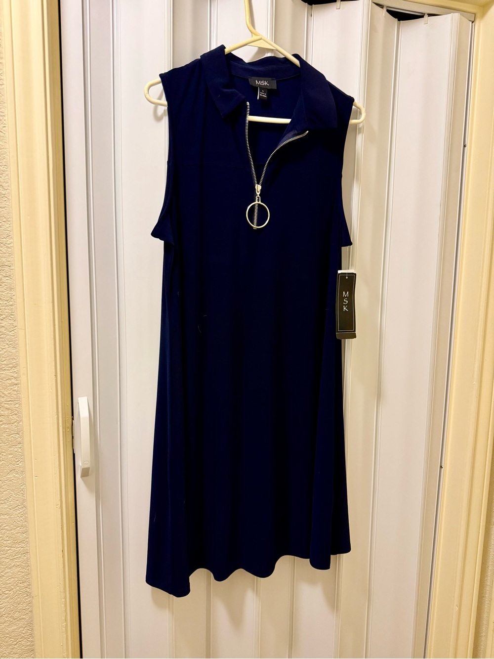 MSK Dark Navy Sleeveless Zip Ring-Pull Mini Dress